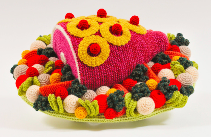 Crocheted art by Trevor Smith