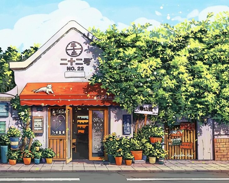 Japanese Storefront Illustrations, store