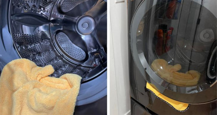 Funny solutions orange towel in washer machine 