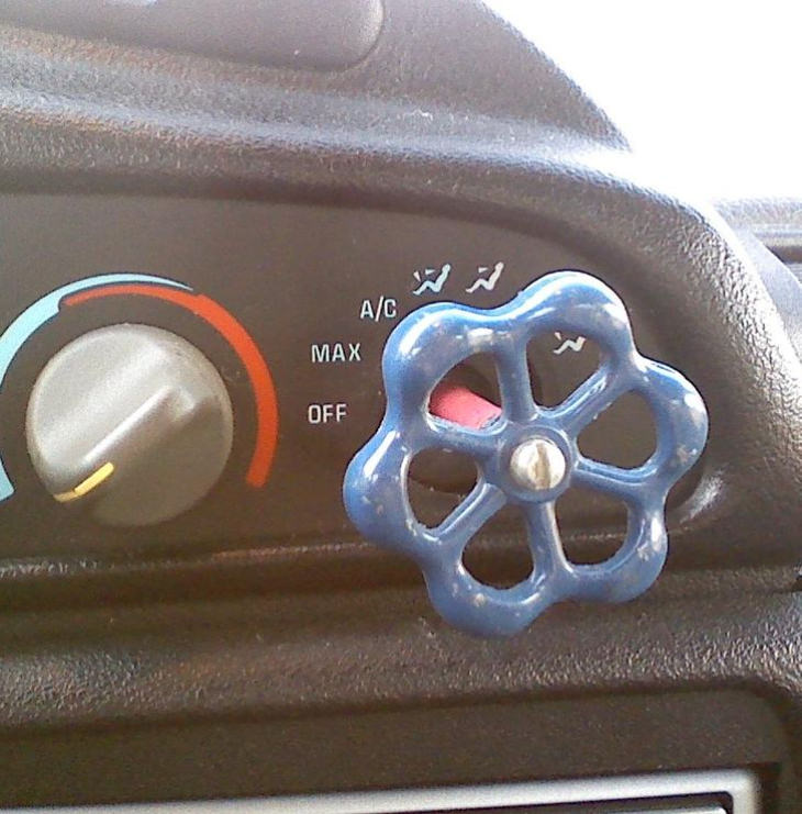 Funny solutions car knob fixed