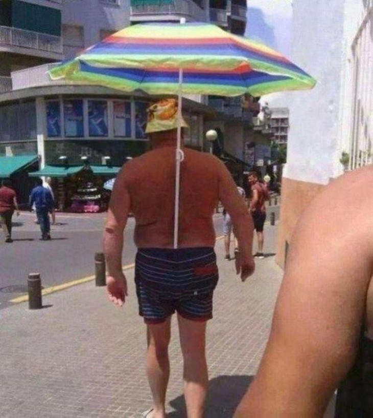 Funny solutions sun shade in butt 