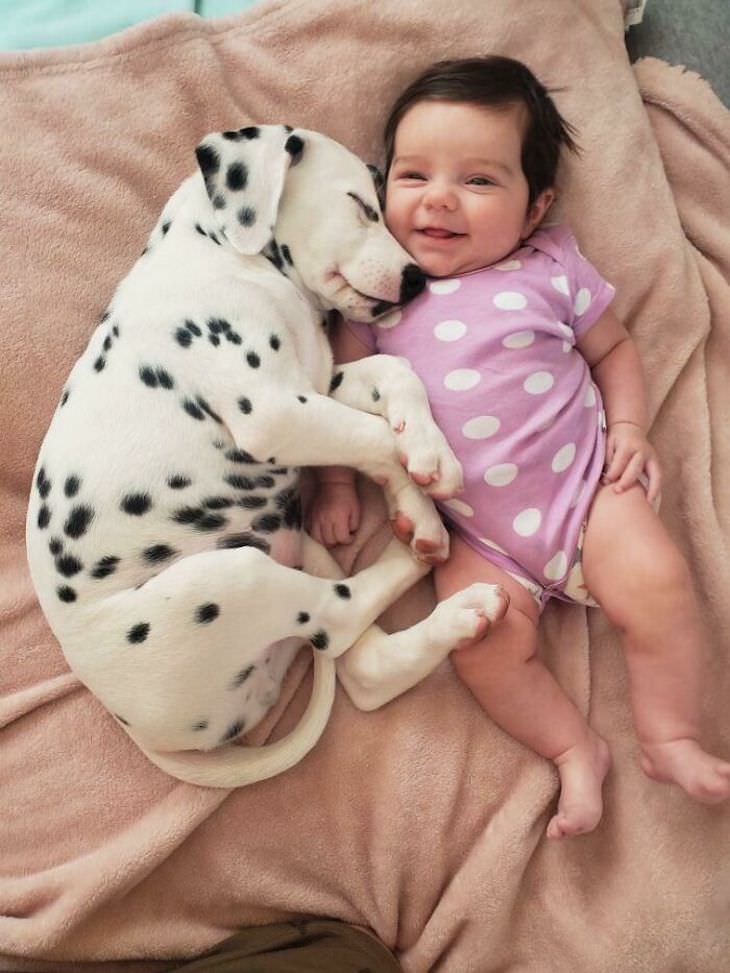 Adorable Friendships Between Kids & Their Dogs, Dalmatian and baby girl 