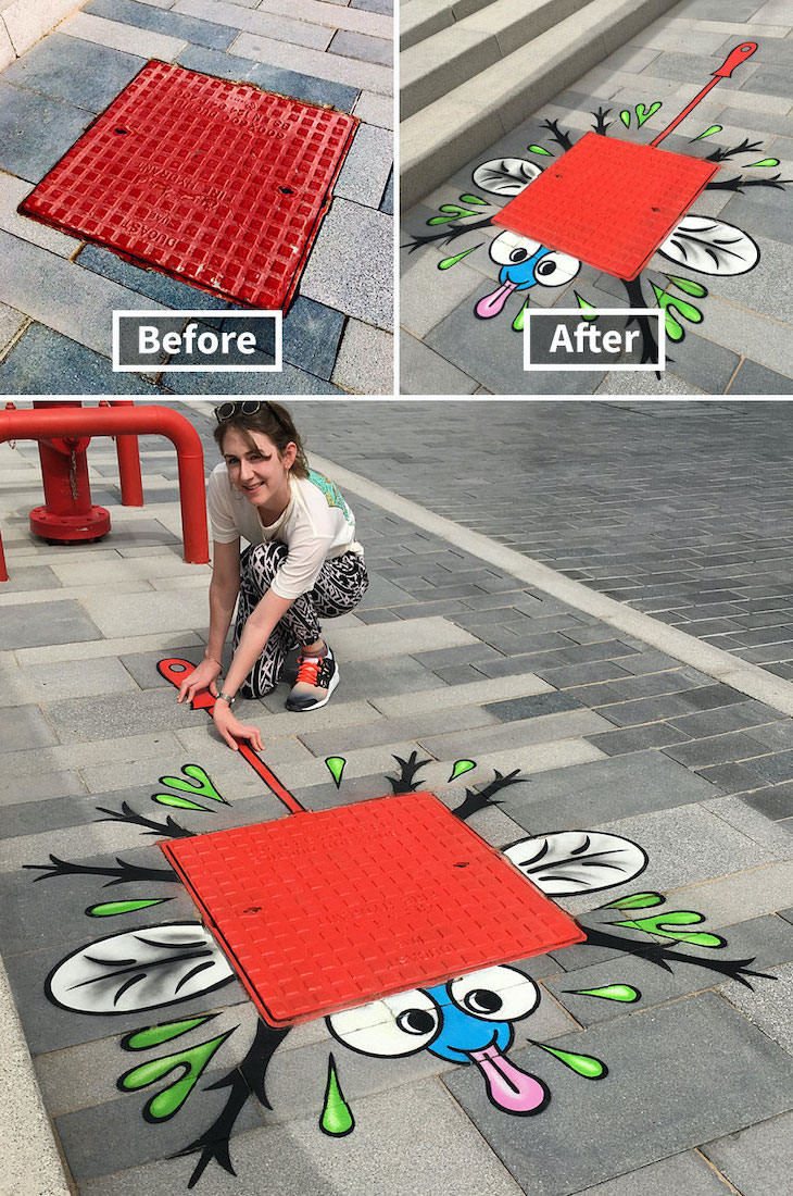 16 Clever and Funny Street Art Pieces by Tom Bob Unlucky mosquito (Dubai)