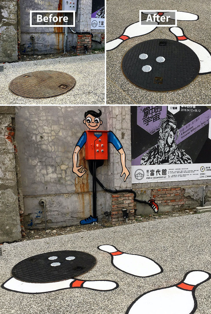 16 Clever and Funny Street Art Pieces by Tom Bob Strike (Taiwan)