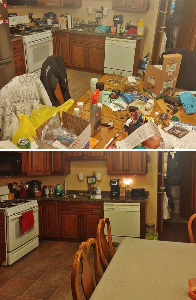 Cleaning Before and After Photos brown kitchen