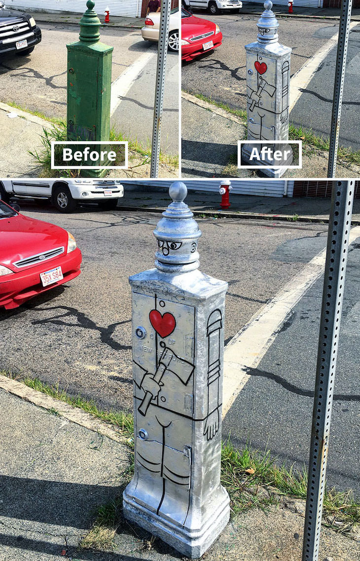 16 Clever and Funny Street Art Pieces by Tom Bob If only I had a heart...(Massachusetts)
