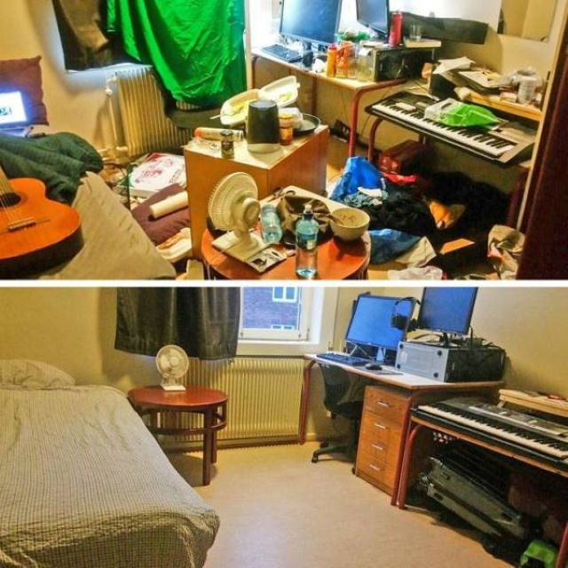 Cleaning Before and After Photos cluttered room