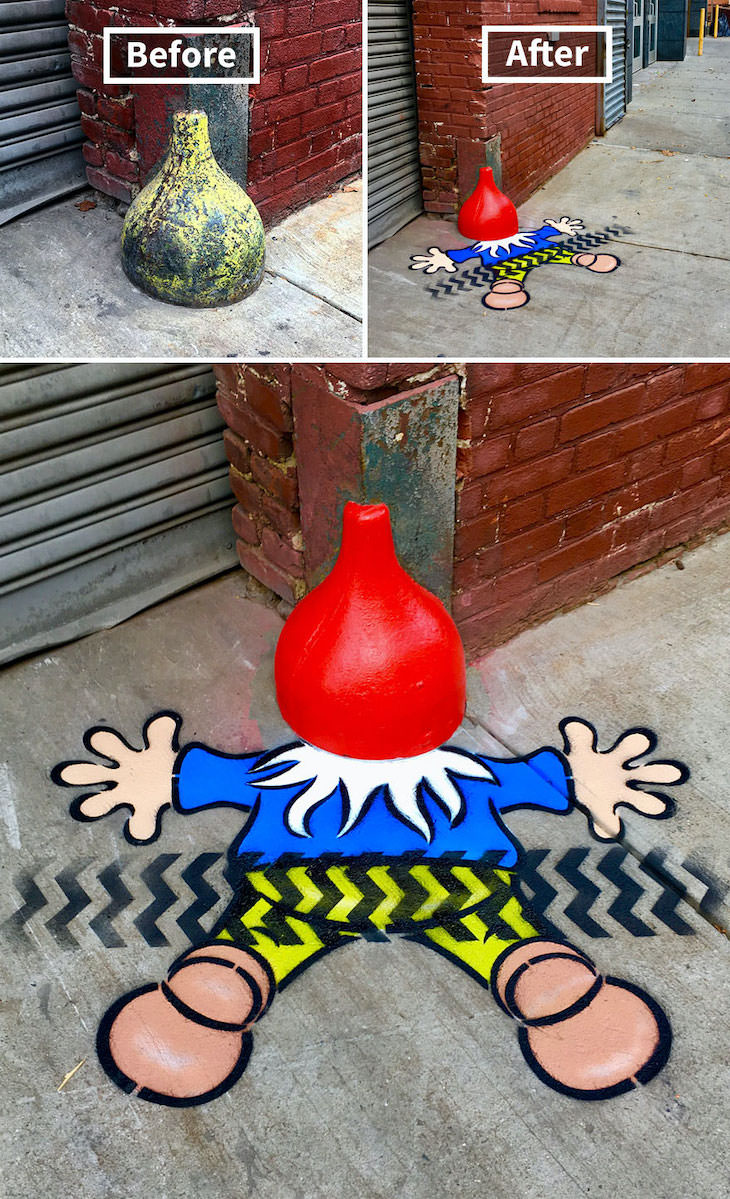 16 Clever and Funny Street Art Pieces by Tom Bob Gnome down (Brooklyn)