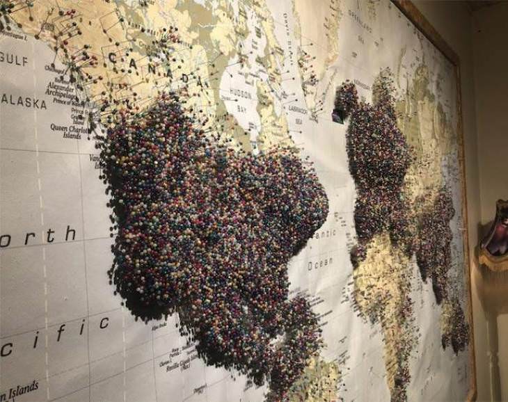 Incredible Museum Exhibits “where are you from” map at The Aurora Museum in Reykjavík Iceland