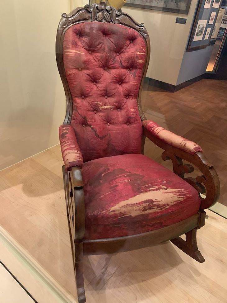 Incredible Museum Exhibits The chair Abraham Lincoln was assassinated in, found at the Henry Ford Museum