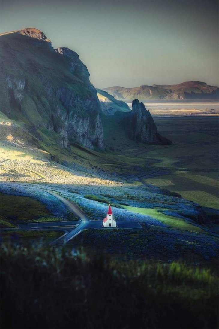 Planet Earth’s Lovely Curiosities A church located amidst fields and mountains in Iceland