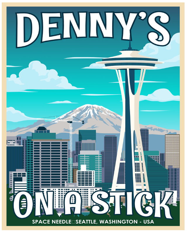 Funny Travel Posters Space Needle, Seattle, Washington