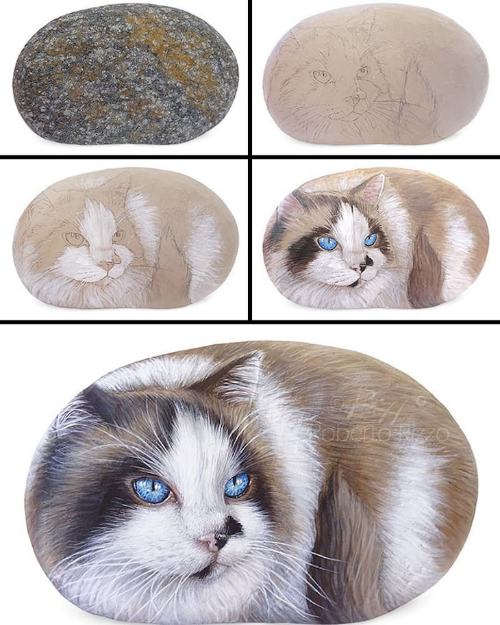 Roberto Rizzo Turns Rocks Into Amazing Animals Art cat