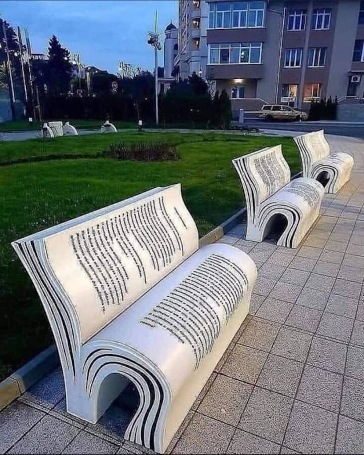 Planet Earth’s Lovely Curiosities Benches shaped like books in Burgas, Bulgaria