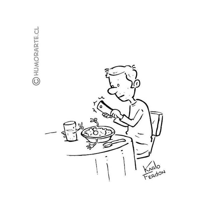 Funny Wordless Comics by Karlo Ferdon, taking picture of food