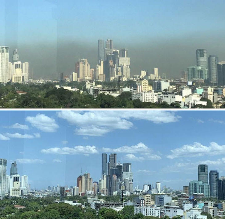 20 Eye Opening Comparison Photos, Manila, capital of the Philippines, before and after quarantine