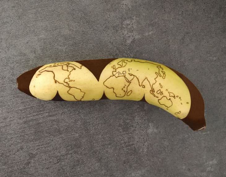 Incredible Banana Art by Anna Chojnicka, world map