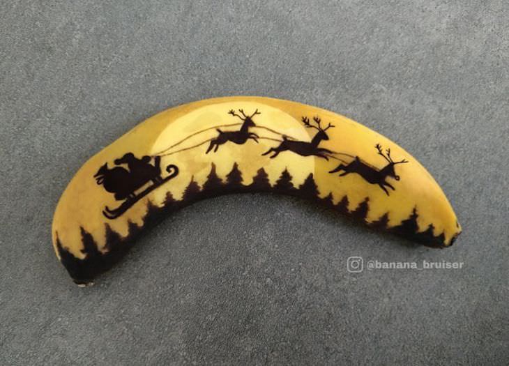 Incredible Banana Art by Anna Chojnicka, reindeer