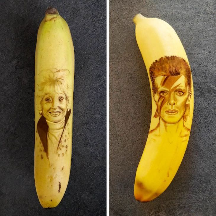 Incredible Banana Art by Anna Chojnicka, Barbara Windsor, David Bowie