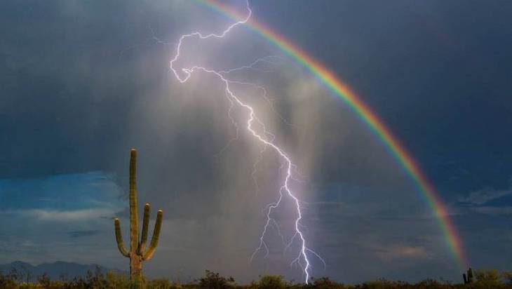 21 Stunning Spots Around the World, lightning and rainbow 