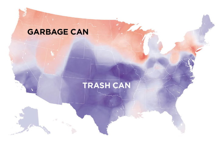 Maps of Regional Words in the USA rubbish bin