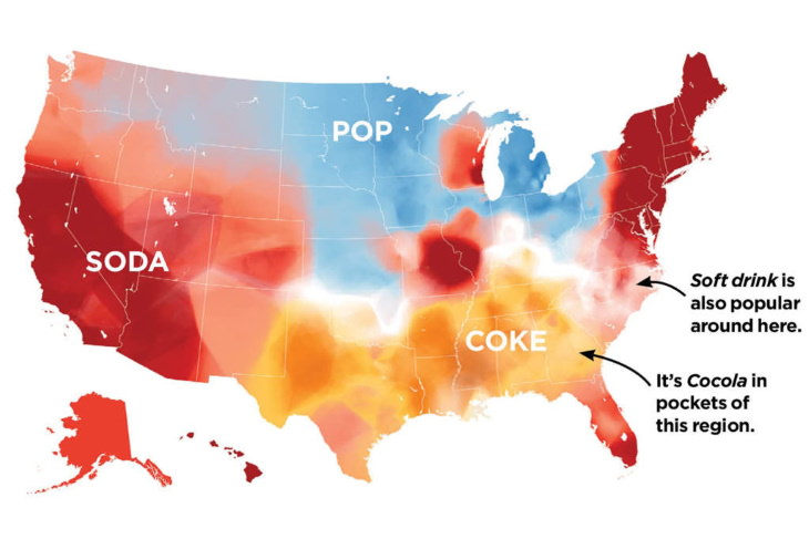 Maps of Regional Words in the USA soda