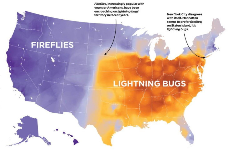 Maps of Regional Words in the USA firefly