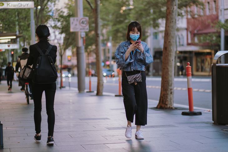 Weird Habits Around the World girl on the street wearing a mask