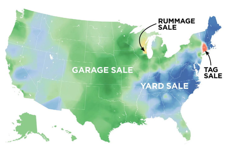 Maps of Regional Words in the USA yard sale