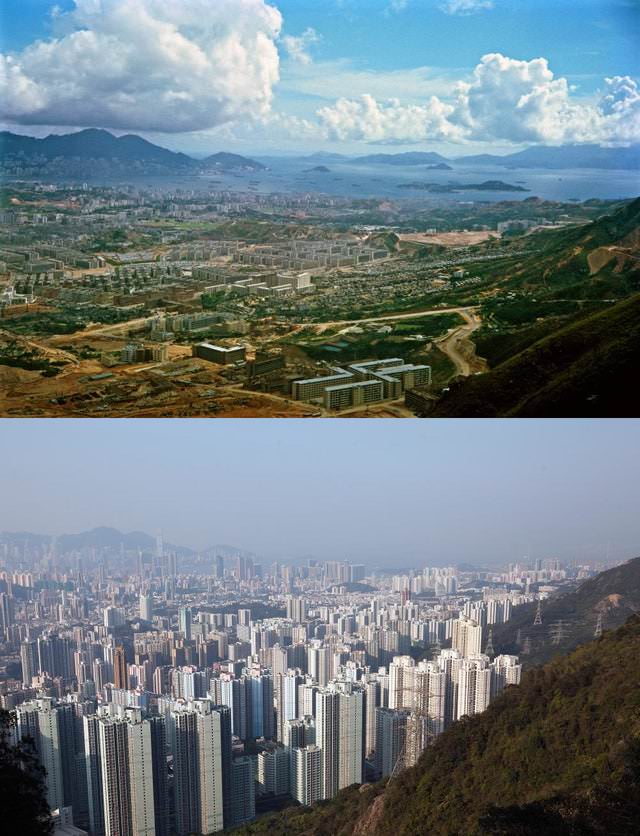 historical photo comparisons Hong Kong in 1964 and 2016