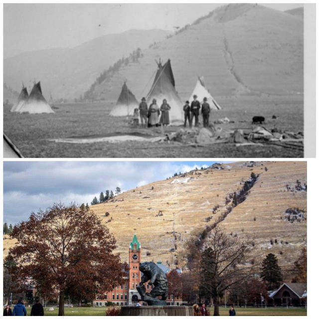 historical photo comparisons "The University of Montana ~150 years apart."