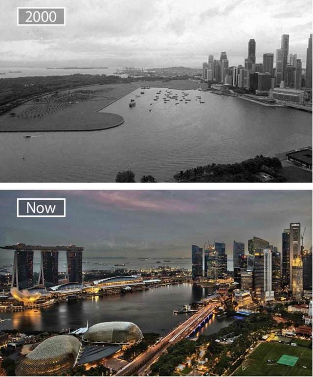 historical photo comparisons Singapore