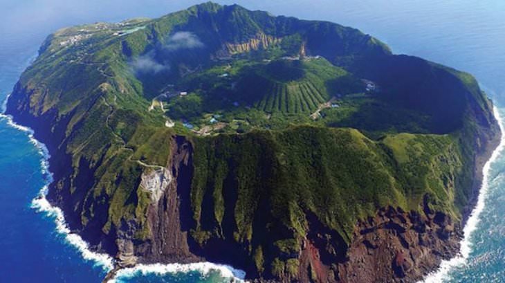 Beautiful Curiosities Around the World inhabited Japanese volcanic island of Aogashima,