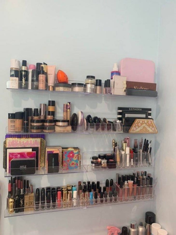 14 Super Cool and Resourceful Storage Solutions makeup shelf