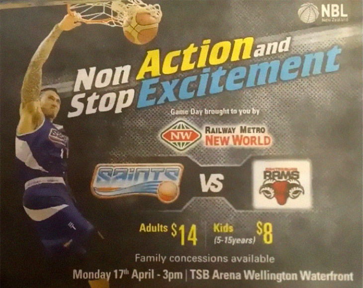 Funny Signs basketball match New Zealand