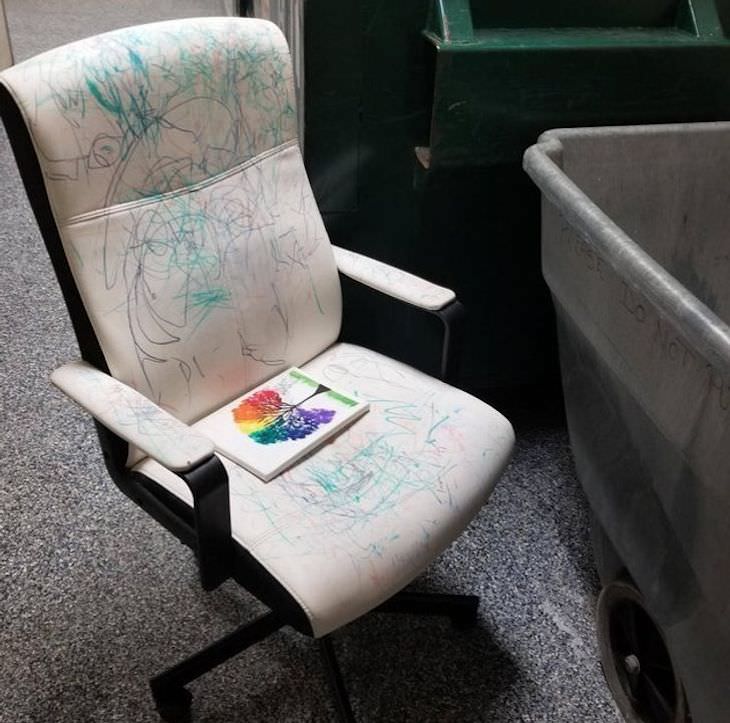 Funny and Relatable Photos of Bad Days kid drew on white chair