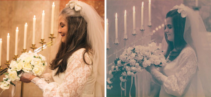 wedding photo recreation Carolyn and candles