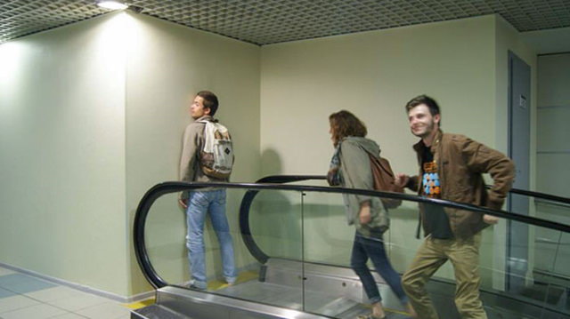 Disastrous Stair Design wall and escalator