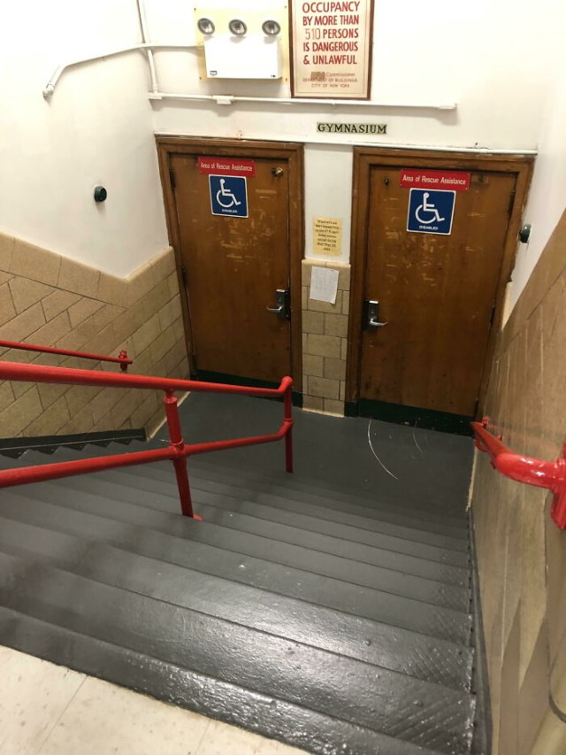 Disastrous Stair Design handicap toilet