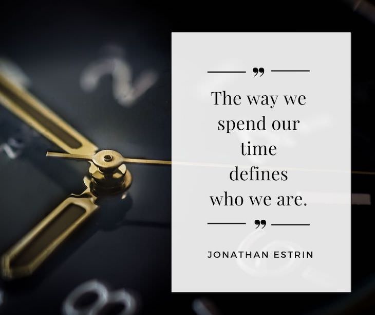 Time Management Quotes To Inspire You "The way we spend our time defines who we are". - Jonathan Estrin