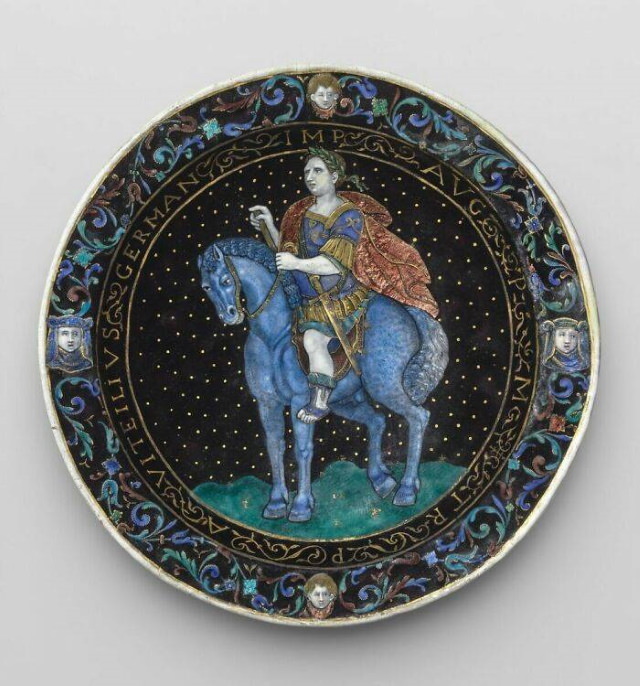 The Louvre’s Art Plate: Emperor Vitellius on Horseback by Jean Emailleur Limosin (circa 1620)