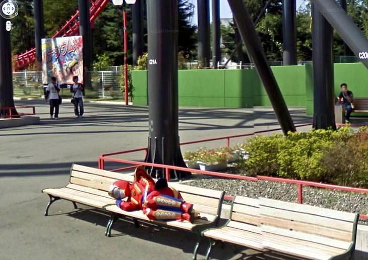 Unusual Images Caught in Google Street View superhero napping