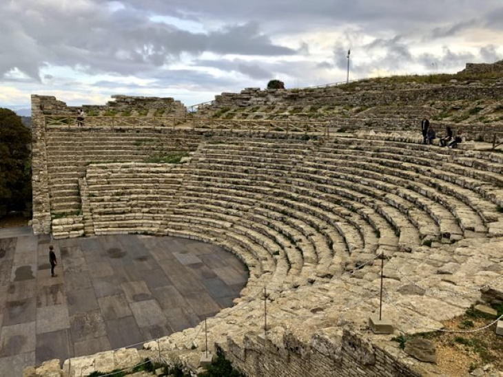 Comparison Photos Greek Amphitheater in Sicily, with my mom (5’8”) on stage.