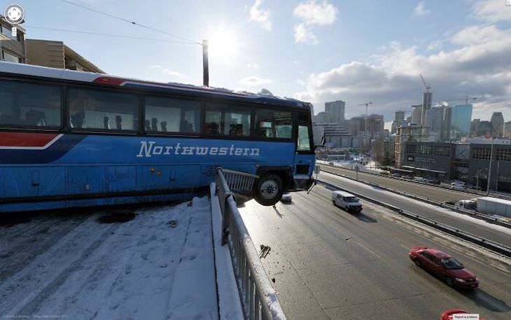 Unusual Images Caught in Google Street View bus accident