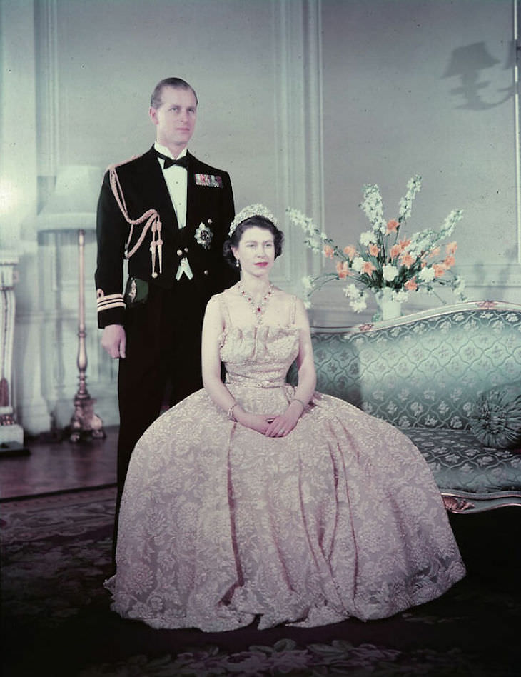 12 Photos to Honor the Memory of Prince Philip Elizabeth and Phillip dressed for an occasion, 1950