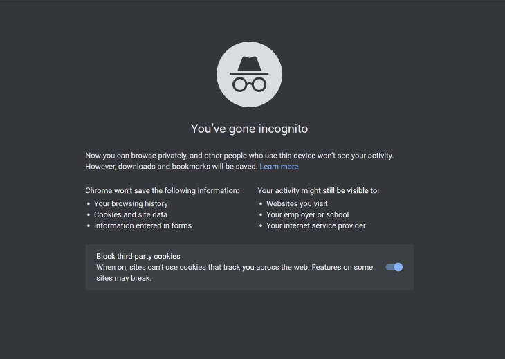 Google Chrome Shortcuts Open incognito mode
