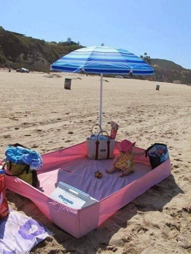 Household Tricks a fitted sheet at the beach