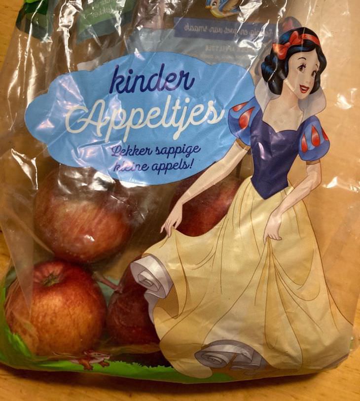 Bad designs snow white on bag of apples