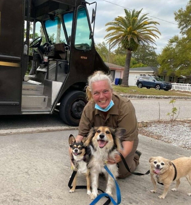 UPS Drivers Take Pictures With Dogs 3 dogs