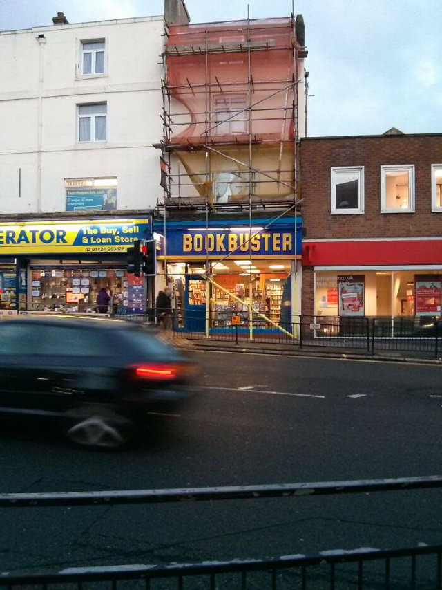 Superficially Renovated Buildings former Blockbuster into a book store